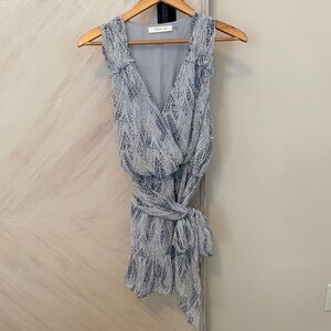 NWOT Mustard See Blue Lace Wrap Dress